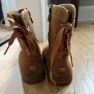 Girls Ugg boots - with side zip and back lace - Size 2